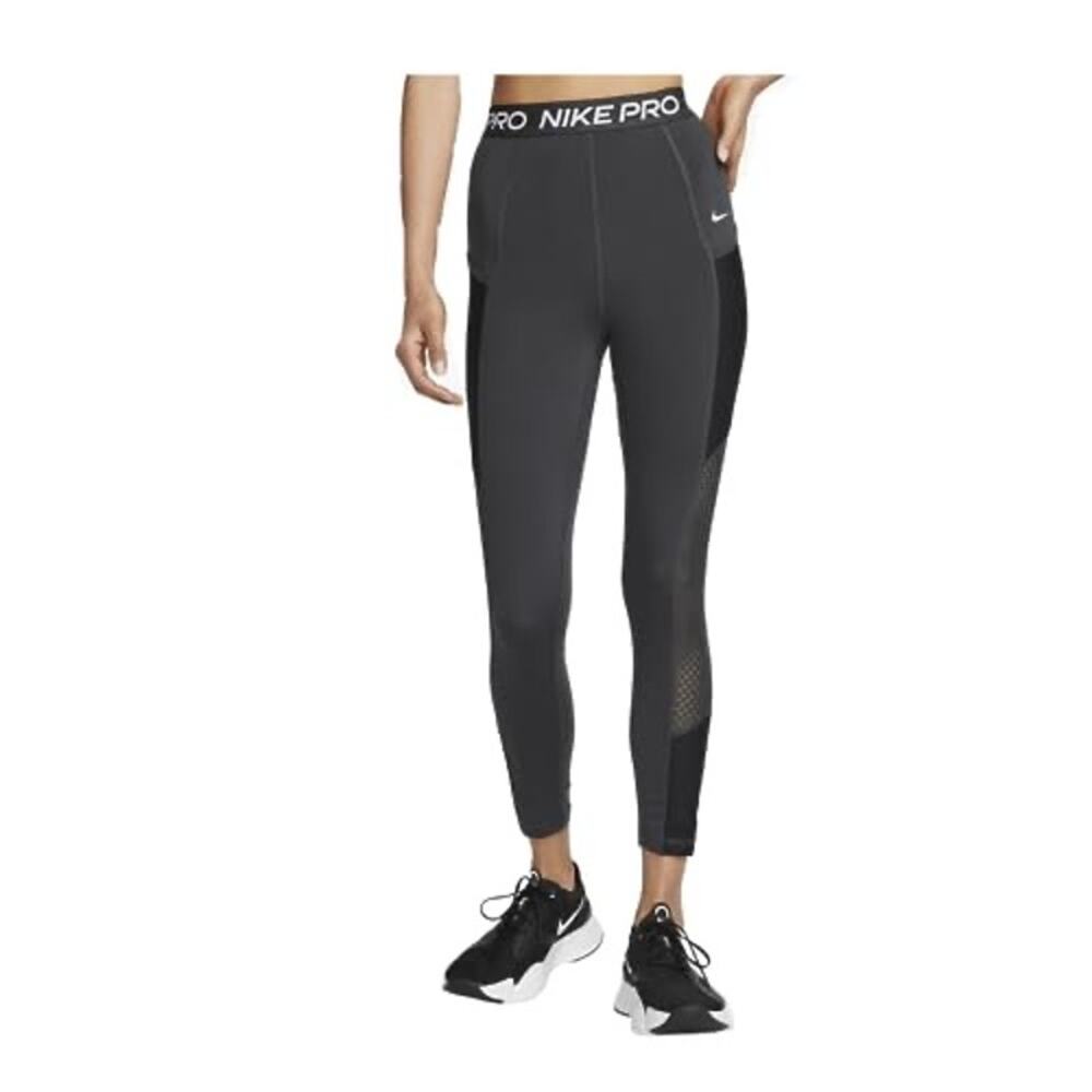 Nike Pro High-Waisted 7/8 Leggings with Pockets, Dark Smoky Gray/Black